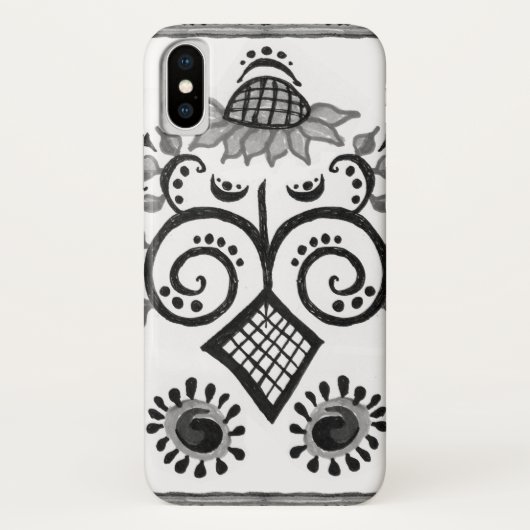 Schwarz-Weiß-Sonnenblumenmuster Case-Mate iPhone Hülle (Rückseite)