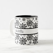 Schwarz-Weiß-Sonnenscheinwerfer-Muster Zweifarbige Tasse (Vorderseite Links)