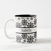 Schwarz-Weiß-Sonnenscheinwerfer-Muster Zweifarbige Tasse (Links)