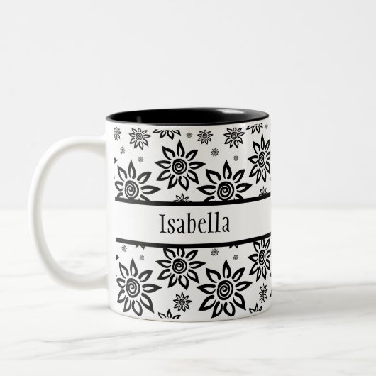 Schwarz-Weiß-Sonnenscheinwerfer-Muster Zweifarbige Tasse (Links)