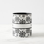 Schwarz-Weiß-Sonnenscheinwerfer-Muster Zweifarbige Tasse (Mittel)