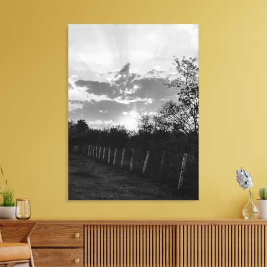 Schwarz-Weiß-Sonnenuntergang Foto Print Leinwand W (Insitu (Wohnzimmer))
