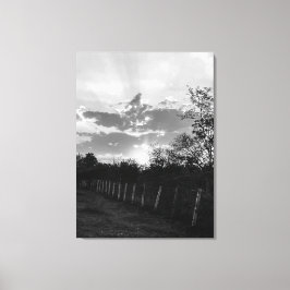 Schwarz-Weiß-Sonnenuntergang Foto Print Leinwand W