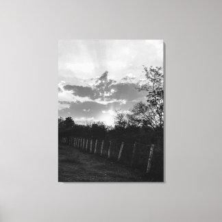 Schwarz-Weiß-Sonnenuntergang Foto Print Leinwand W