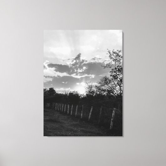 Schwarz-Weiß-Sonnenuntergang Foto Print Leinwand W (Vorderseite)