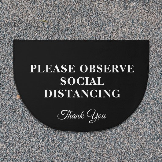 Schwarz-Weiß-soziale Distanziertheit Fußmatte