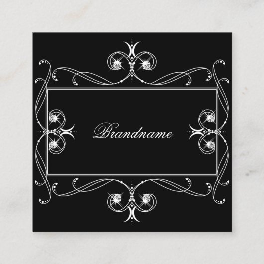 Schwarz-Weiß-Sparkle-Juwelen, Verzierte Ornamente Quadratische Visitenkarte (Vorderseite)