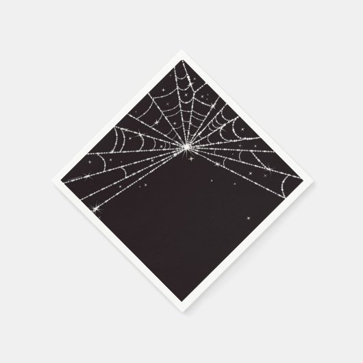 Schwarz-Weiß-Sparkling-Diamantspinnen-Web Serviette (Ecke)