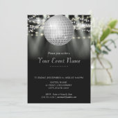 Schwarz-Weiß-Sparkling-Stars-Party Einladung (Stehend Vorderseite)