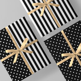 Schwarz-weiß, Spaß und einzigartige Streifen und P Geschenkpapier Set
