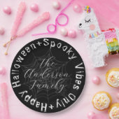 Schwarz-Weiß-Spider-Web Modernes glückliches Hallo Pappteller (Party)