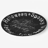 Schwarz-Weiß-Spider-Web Modernes glückliches Hallo Pappteller (Schrägansicht)