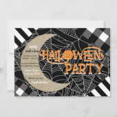 Schwarz-Weiß-Spiderweb-Patchwork-Halloween-Party Einladung (Vorderseite)