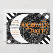 Schwarz-Weiß-Spiderweb-Patchwork-Halloween-Party Einladung (Vorderseite)