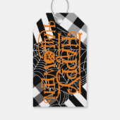 Schwarz-Weiß-Spiderweb-Patchwork-Halloween-Party Geschenkanhänger (Rückseite)