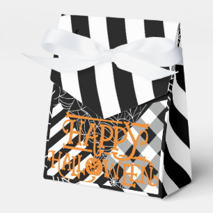Schwarz-Weiß-Spiderweb-Patchwork-Halloween-Party Geschenkschachtel