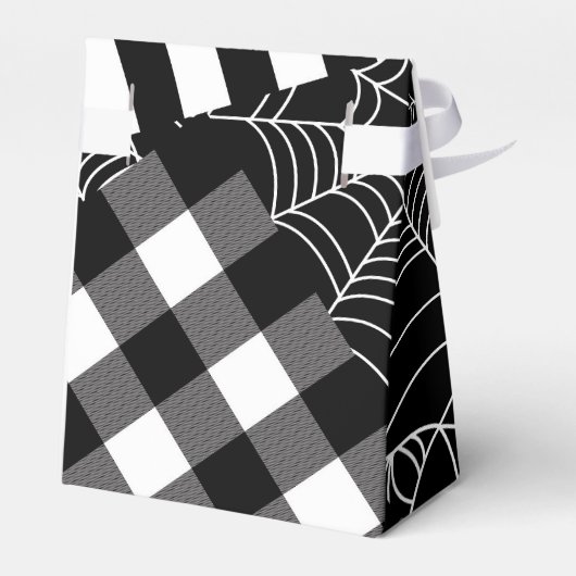Schwarz-Weiß-Spiderweb-Patchwork-Halloween-Party Geschenkschachtel (Rückseite)