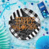 Schwarz-Weiß-Spiderweb-Patchwork-Halloween-Party Pappteller (Party)