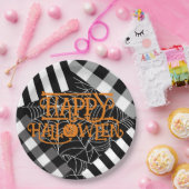 Schwarz-Weiß-Spiderweb-Patchwork-Halloween-Party Pappteller (Party)