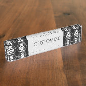 Schwarz-Weiß-Spiegelbild-Musik 2 Namensplakette (Seite)