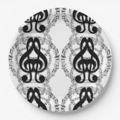 Schwarz-Weiß-Spiegelbild-Musik 2 Pappteller (Vorderseite)