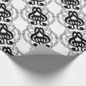 Schwarz-Weiß-Spiegelmusik Geschenkpapier (Ecke)