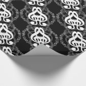 Schwarz-Weiß-Spiegelmusik Geschenkpapier (Ecke)