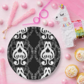 Schwarz-Weiß-Spiegelmusik Pappteller (Party)