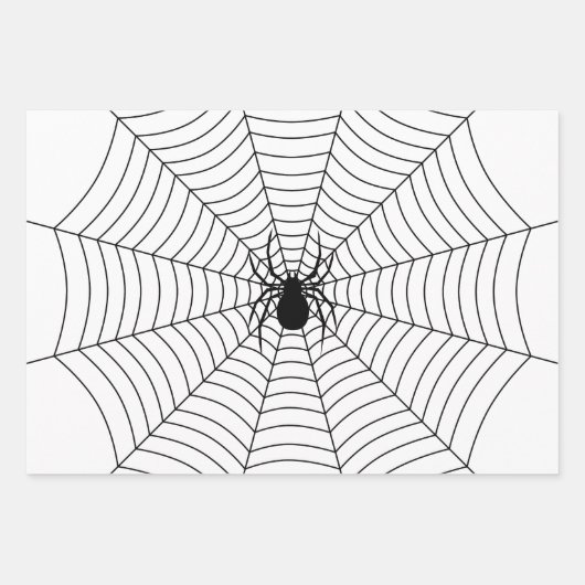 Schwarz-Weiß-Spinne auf WebHalloween-Muster Geschenkpapier Set (Vorderseite 3)