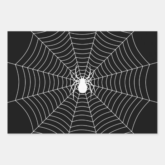 Schwarz-Weiß-Spinne auf WebHalloween-Muster Geschenkpapier Set (Vorderseite 2)