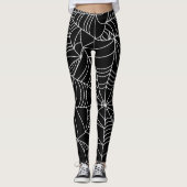 Schwarz-Weiß-Spinnennetz Halloween Leggings (Vorderseite)
