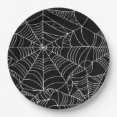 Schwarz-Weiß-Spinnennetz-Halloween-Party Pappteller (Vorderseite)
