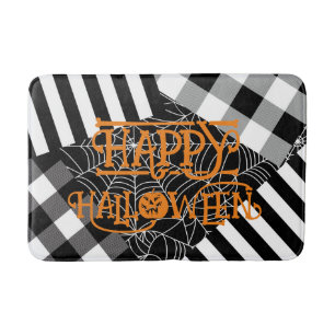Schwarz-Weiß-Spinnennetz-Patchwork Halloween Badematte