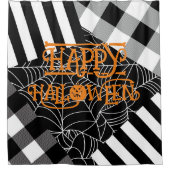 Schwarz-Weiß-Spinnennetz-Patchwork Halloween Duschvorhang (Vorderseite)