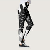 Schwarz-Weiß-Spinnennetz-Patchwork Halloween Leggings (Rechts)