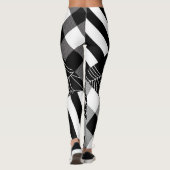 Schwarz-Weiß-Spinnennetz-Patchwork Halloween Leggings (Rückseite)