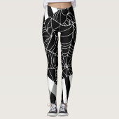 Schwarz-Weiß-Spinnennetz-Patchwork Halloween Leggings (Vorderseite)