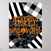 Schwarz-Weiß-Spinnennetz-Patchwork Halloween Poster (Vorne)
