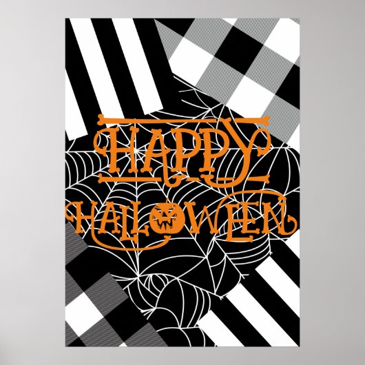 Schwarz-Weiß-Spinnennetz-Patchwork Halloween Poster (Vorne)