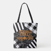 Schwarz-Weiß-Spinnennetz-Patchwork Halloween Tasche (Rückseite)