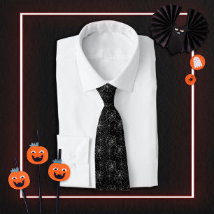 Schwarz-Weiß-Spinnennetze Halloween-Muster Krawatte