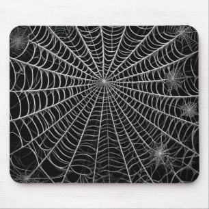 Schwarz-Weiß-Spinnennetze WebHalloween Mousepad
