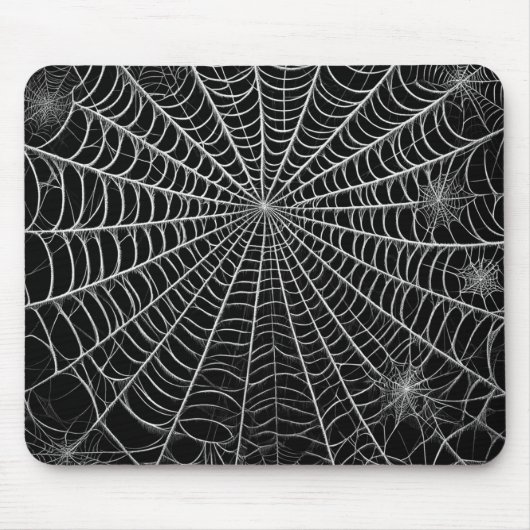 Schwarz-Weiß-Spinnennetze WebHalloween Mousepad (Vorne)