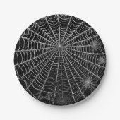Schwarz-Weiß-Spinnennetze WebHalloween Pappteller (Vorderseite)