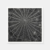 Schwarz-Weiß-Spinnennetze WebHalloween Serviette (Vorderseite)