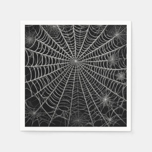 Schwarz-Weiß-Spinnennetze WebHalloween Serviette