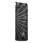 Schwarz-Weiß-Spinnennetze WebHalloween Thermosbecher (Nach rechts gedreht)
