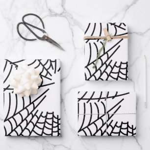 Schwarz-Weiß-Spinnwebseiten Geschenkpapier Set