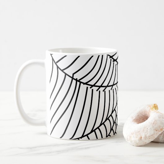 Schwarz-Weiß-Spinnwebseiten Kaffeetasse (Mit Donut)