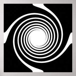 Schwarz-Weiß-Spiral-Design. Poster